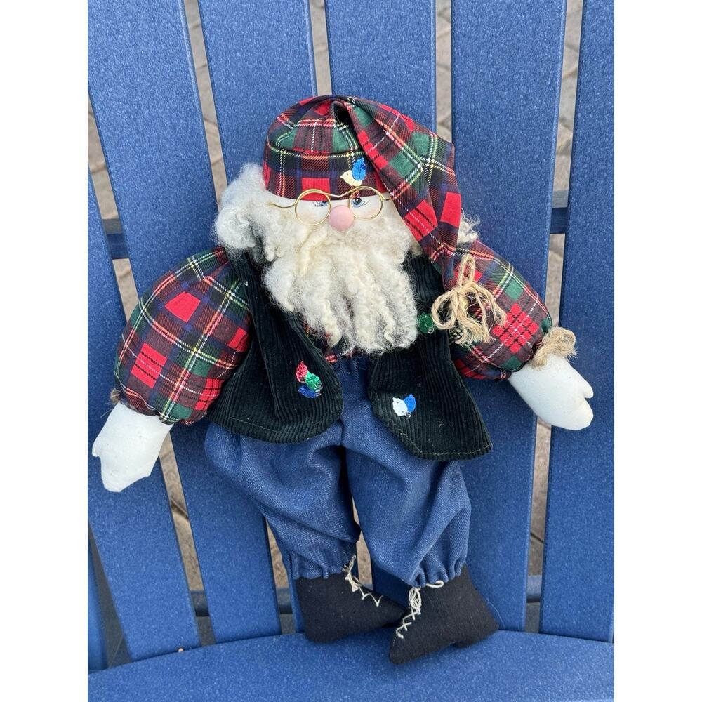 Vintage 18” SANTA CLAUS Stuffed Doll Mantle Decor